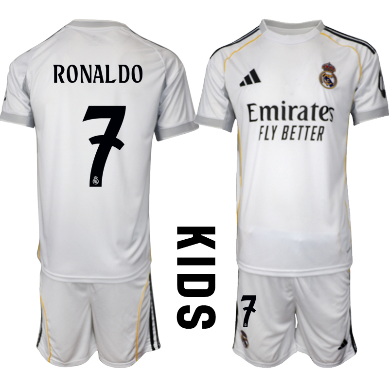 Youth 2025-2026 Club Real Madrid home White #7 Soccer Jersey->real madrid jersey->Soccer Club Jersey